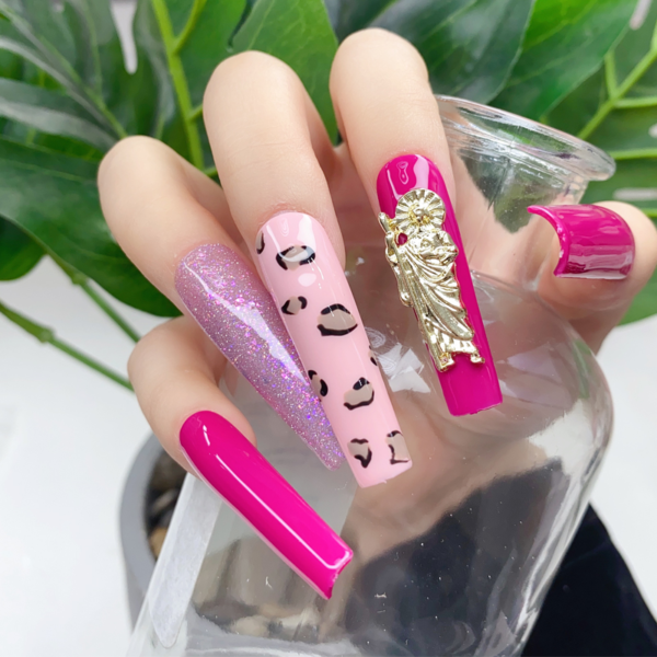 Wholesale 10Pcs/Bag San Judas 3D Nail Charms Gold Silver Virgin Mary Nail Charms Gun Shape Pistol Nail Art Alloy
